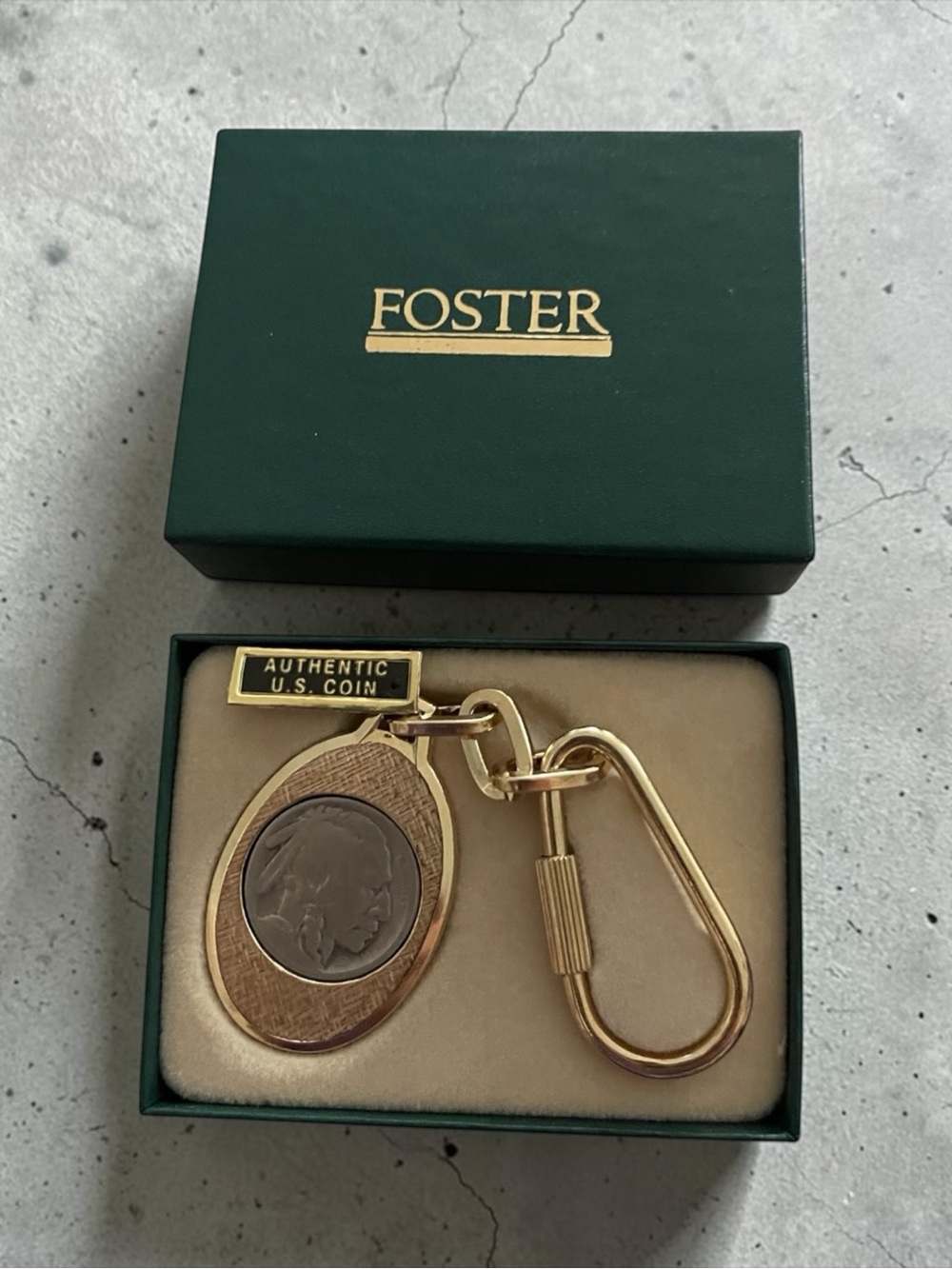 Oster Gold-Tone Buffalo Nickel Key & Card Holder Keychain
